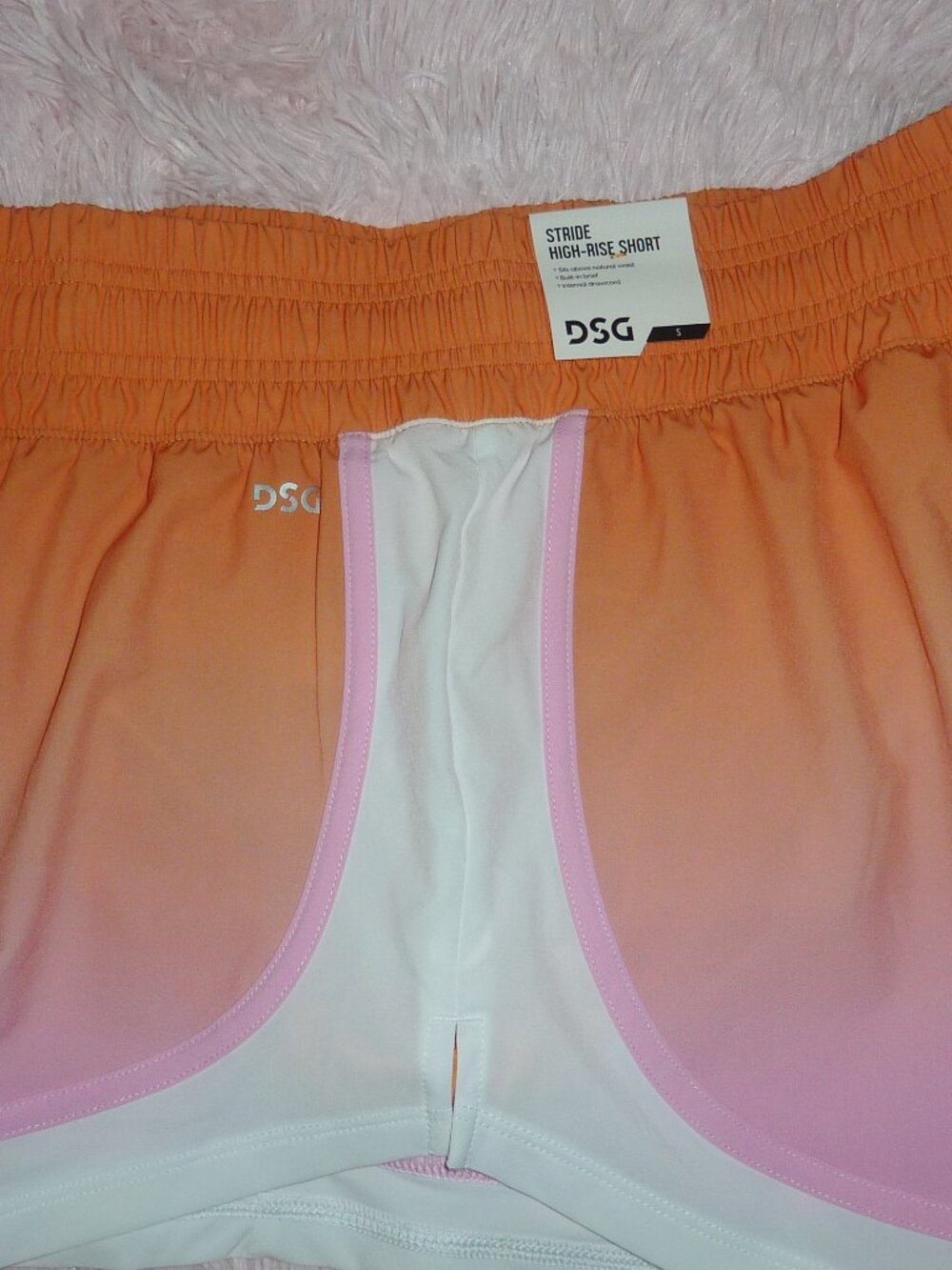 NWT DSG Stride High Rise Running Shorts Sherbert Ombre Built-in Liner Size Small - Picture 3 of 4